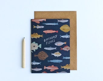 Birthday Fishes Illustrated Card