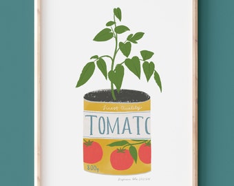 Tomato Plant Can illustration Giclee Print