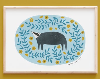 Sweet Badger A4 Giclee Art Print