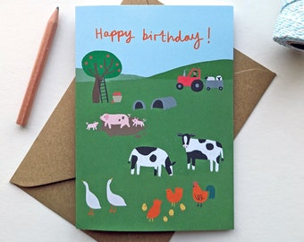 Farm Fun Birthday Illustrated Card