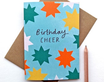 Birthday Cheer Illustrated Stars Card