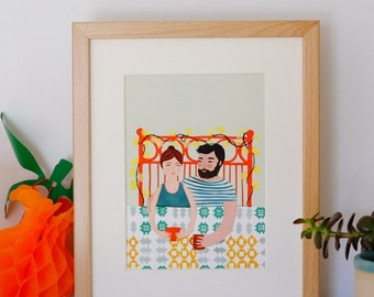 A5 Giclee print: You + Me + Cups of Tea