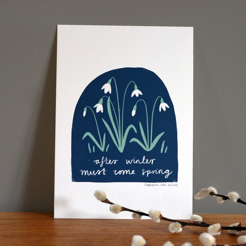 JANUARY A5 Giclee print: After Winter Must Come Spring Snowdrops Illustration image 2