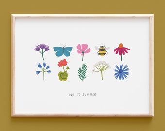 Ode to Summer A4 Giclee print: Floral Scandinavian Wall Art