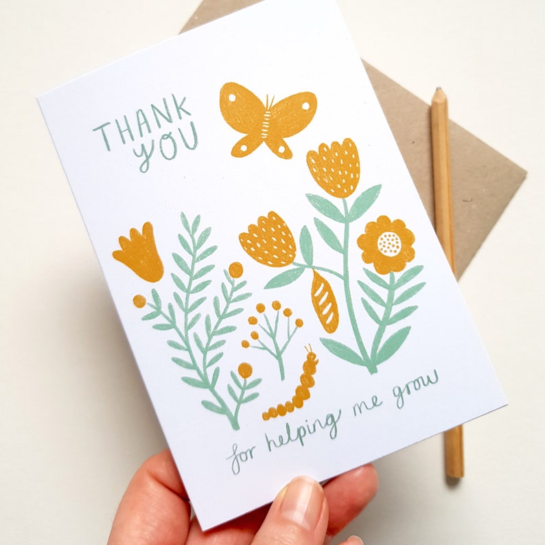 Thank You For Helping Me Grow Illustrated Teacher Card image 1