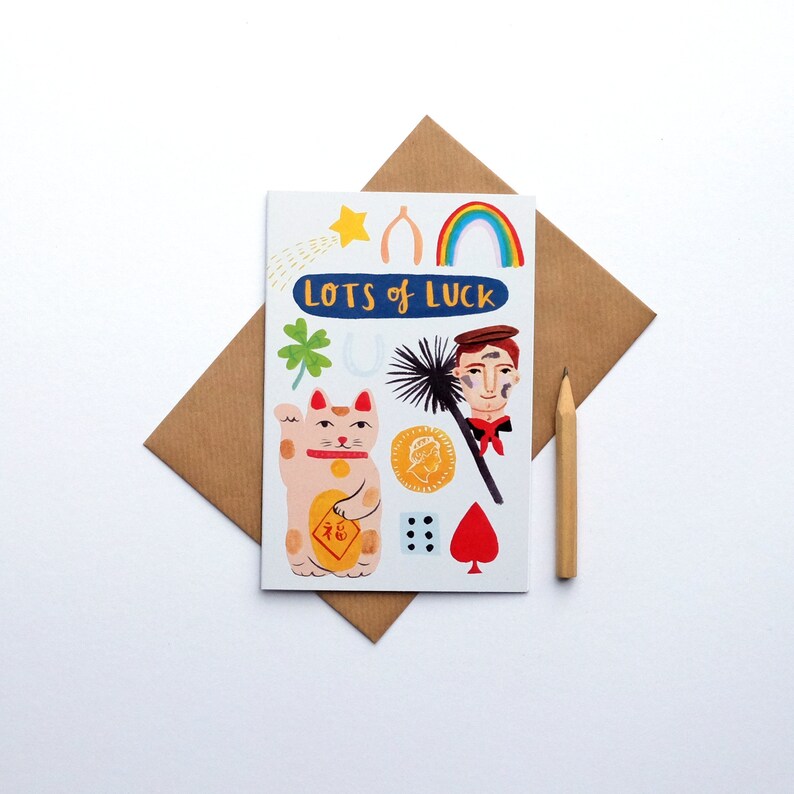 Lots of Luck Illustrated Card Etsy