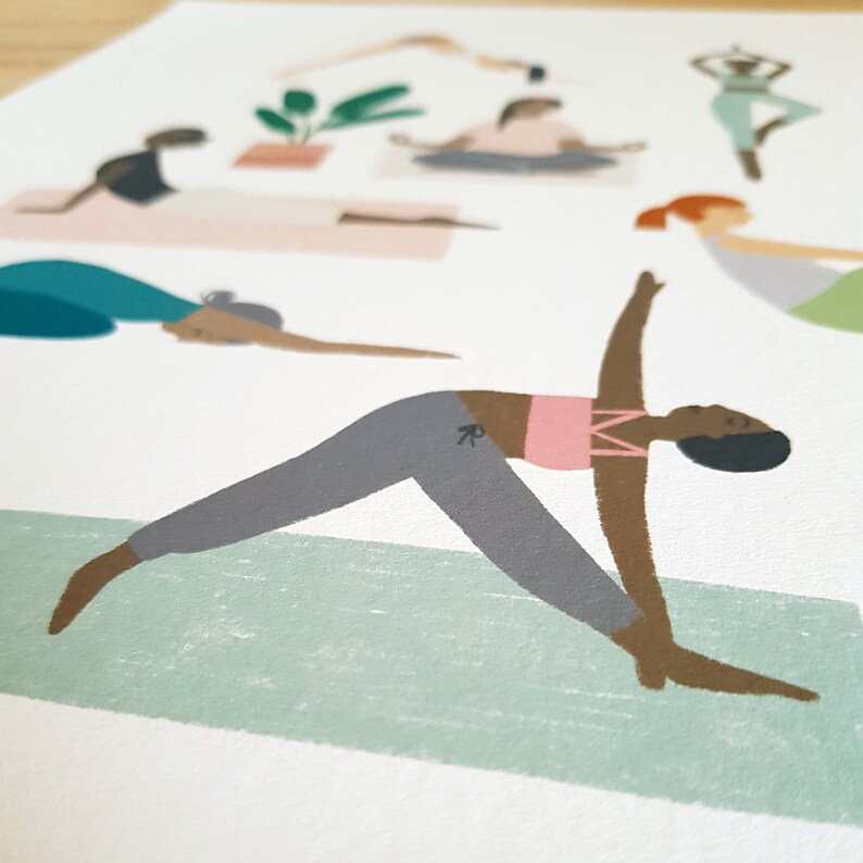 A3 'And Breathe' Namaste Yoga Art Print image 2
