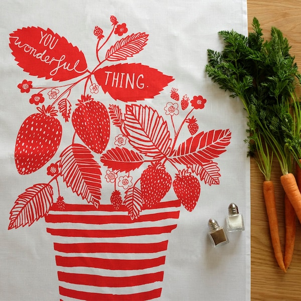 Hand Printed Tea Towels Etsy