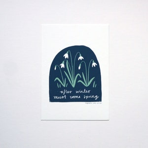JANUARY A5 Giclee print: After Winter Must Come Spring Snowdrops Illustration image 3