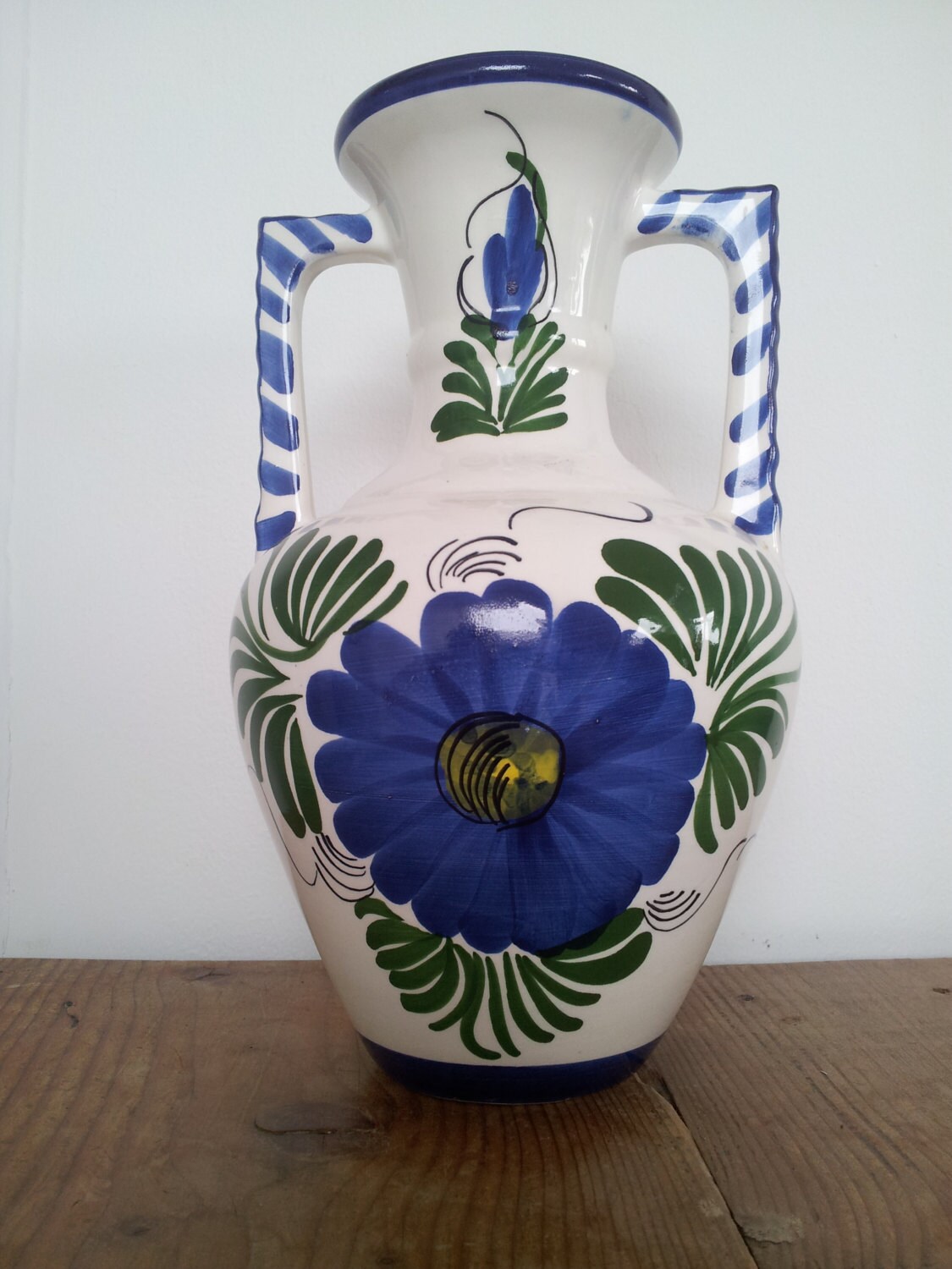 Greek Amphora Vase Pink Blue Flower Etsy