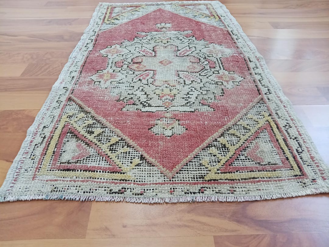 Primative Rug Antique Deformations Rug, 2x3 Red Bohemian Rug, Geometric Floral Rug ...
