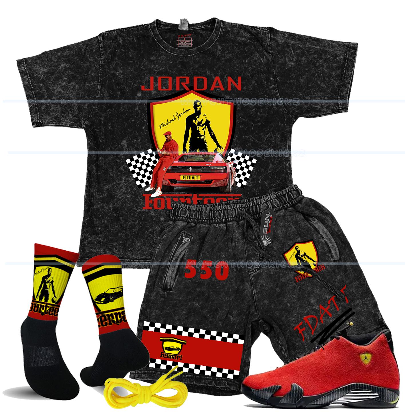 jordan 14 black ferrari shirt