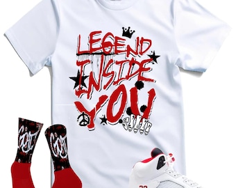 FDATT Custom matching shirts for Jordan 5 Fire red Black Tongue
