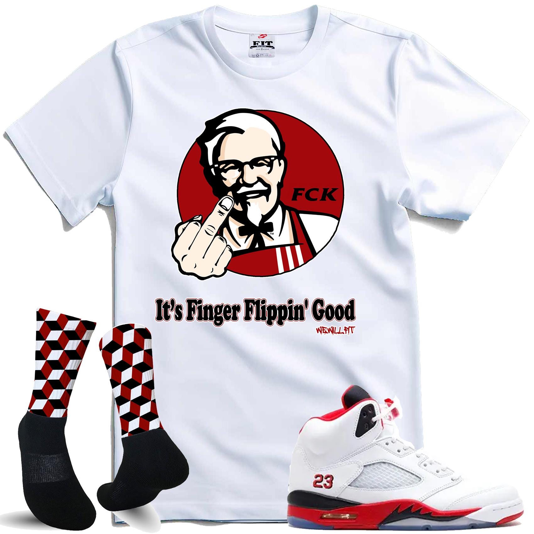 jordan 4s fire red shirt