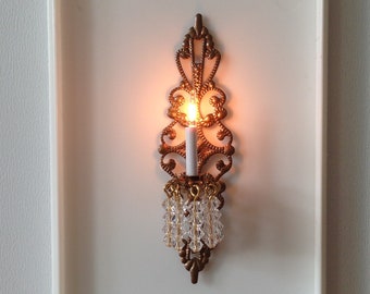 Dollhouse Miniature Wall Sconce scale 1 to 12, Electrified, Aged Bronze