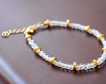 White and gold simple bracelet, coastal jewelry