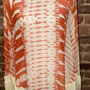ANNA SUI For Anthropologie NWT Orange Silk Sheer Tunic Fringe Sz M Festival Boho image 2