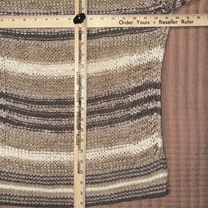 Free People S Striped SWEATER Ribbon Tape Yarn Desert Moon Brown/Tan Boho EUC image 6
