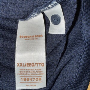 Scotch Soda Amsterdam Navy gewebtes strukturiertes Kurzarm-Button-Up-Shirt Herren 2XL Bild 9