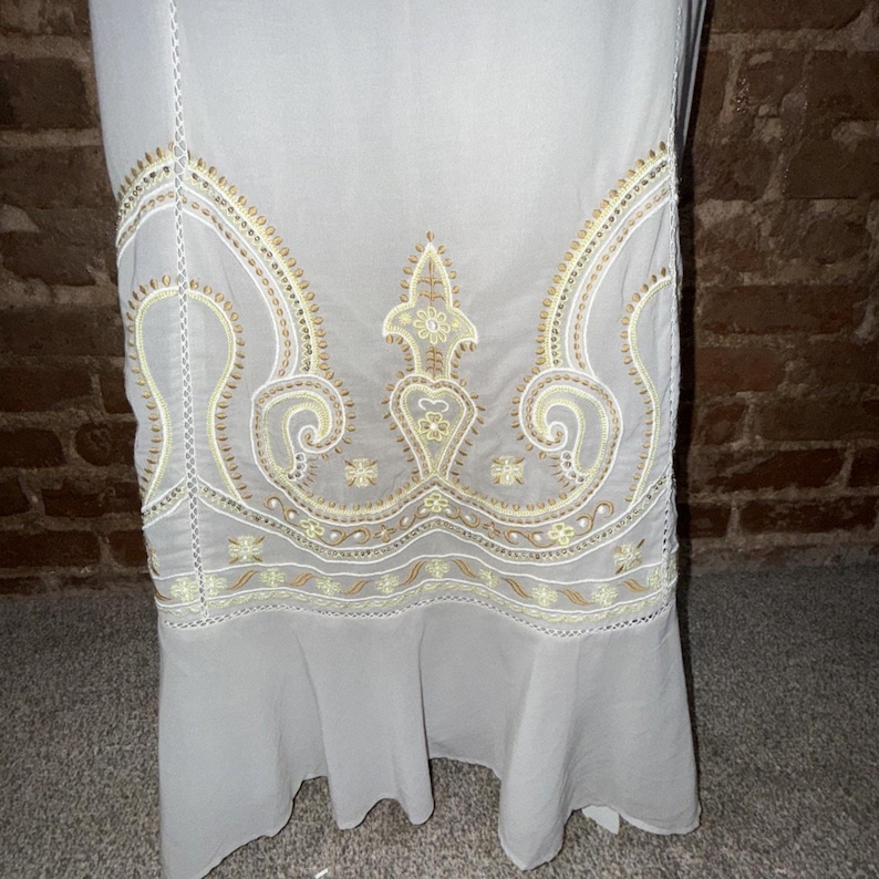 Anthropologie Floreat Szaro-złota spódnica maxi z koralikami, bogato haftowana, rozmiar 6, boho zdjęcie 3