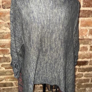 Anthropologie Cine NWT Gray Fringe 3/4 SLEEVE crochet Open Cardigan Luxury beach image 4