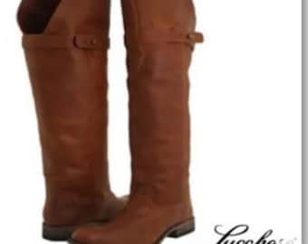Lucchese Spirit ALI Tobacco Leather Knee High Riding Boot Sz 10 4020-02 NIB