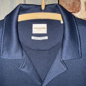 Scotch Soda Amsterdam Navy gewebtes strukturiertes Kurzarm-Button-Up-Shirt Herren 2XL Bild 4
