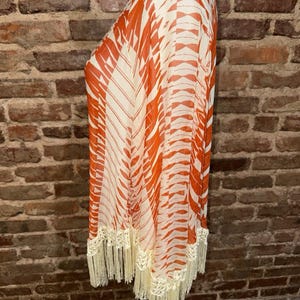 ANNA SUI For Anthropologie NWT Orange Silk Sheer Tunic Fringe Sz M Festival Boho image 4