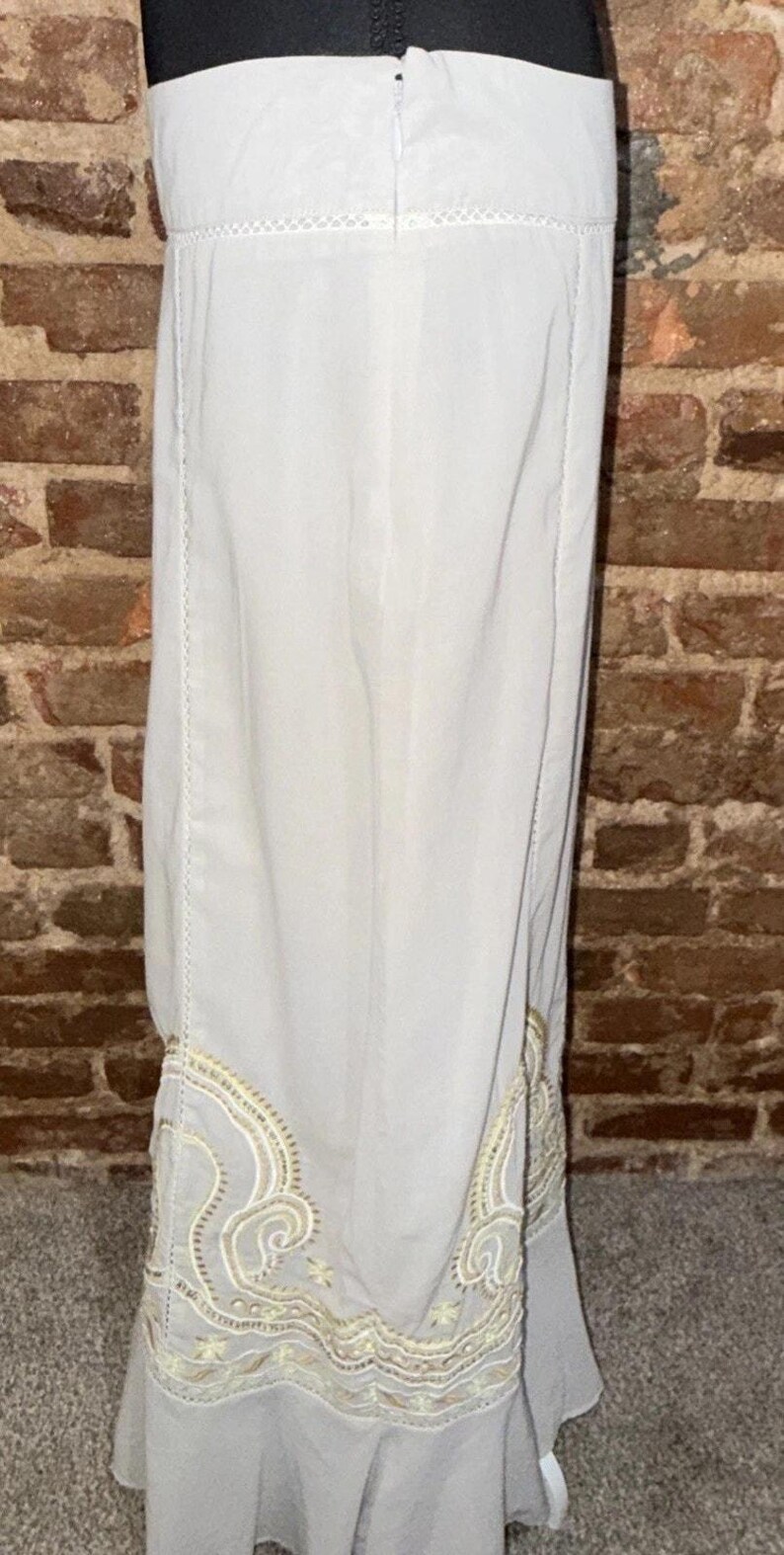 Anthropologie Floreat Szaro-złota spódnica maxi z koralikami, bogato haftowana, rozmiar 6, boho zdjęcie 4