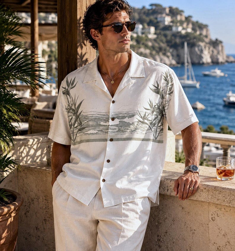Tommy Bahama SILK Shirt Men XL Floral Hawaiian Island Surf Waves Beach Ocean EUC image 1