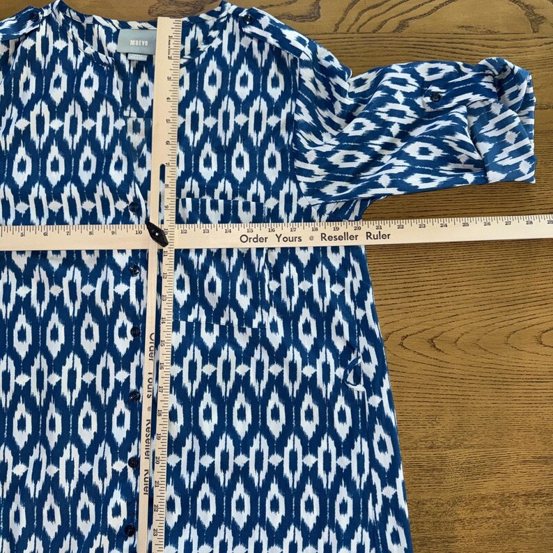Anthropologie Lot of 2 Maeve Shirt Dresses Ikat Pattern Sz L Pink & Blue EUC image 7