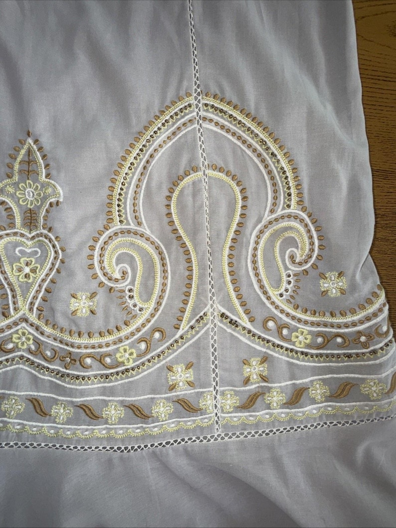 Anthropologie Floreat Szaro-złota spódnica maxi z koralikami, bogato haftowana, rozmiar 6, boho zdjęcie 10