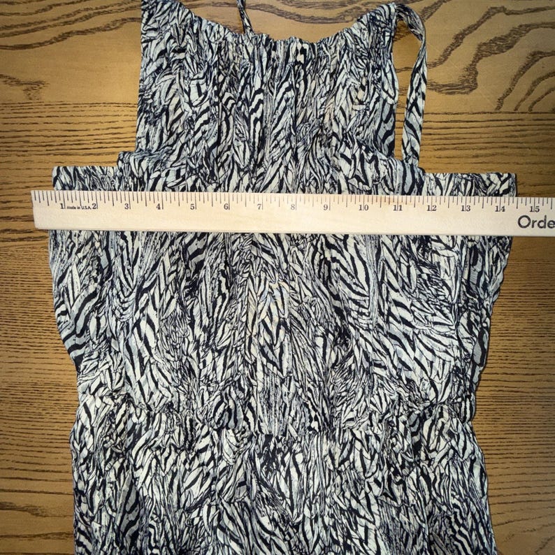 Anthropologie Leifsdottir Marinblå Krämfärgad Abstrakt 100% Siden Halter Maxiklänning 8 EUC bild 8