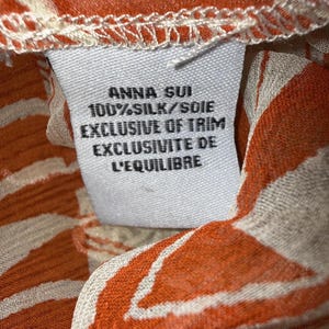 ANNA SUI For Anthropologie NWT Orange Silk Sheer Tunic Fringe Sz M Festival Boho image 9