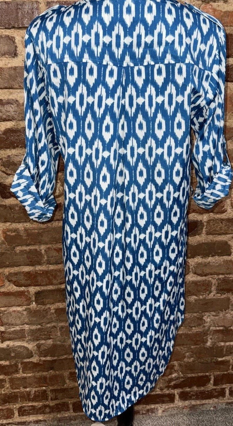 Anthropologie Lot of 2 Maeve Shirt Dresses Ikat Pattern Sz L Pink & Blue EUC image 5