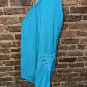 Lilly Pulitzer Briony Boho Peasant Top Sz S Teal Blue Viscose Palm Beach Resort image 3