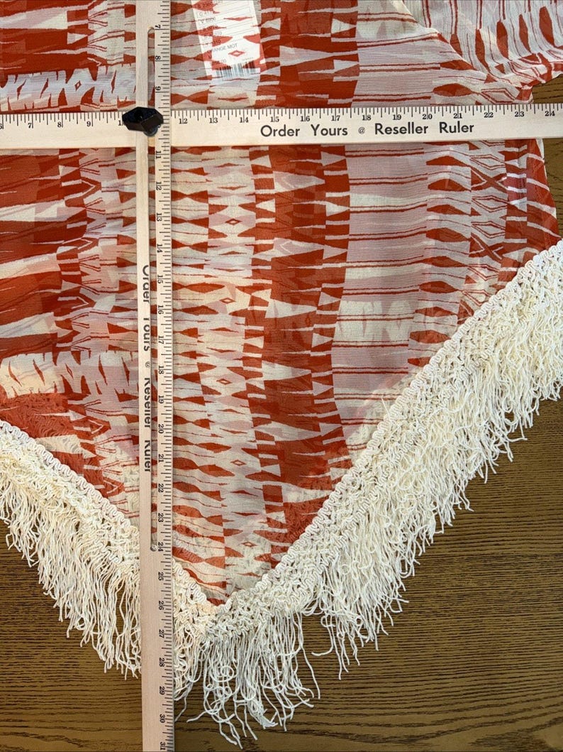 ANNA SUI For Anthropologie NWT Orange Silk Sheer Tunic Fringe Sz M Festival Boho image 6