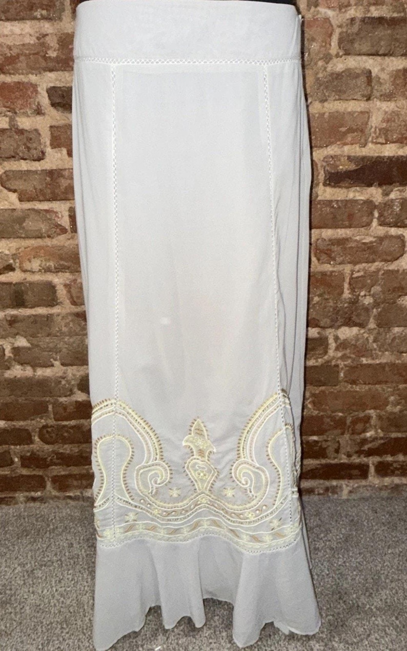 Anthropologie Floreat Szaro-złota spódnica maxi z koralikami, bogato haftowana, rozmiar 6, boho zdjęcie 2