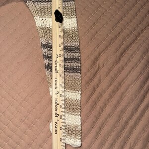 Free People S Striped SWEATER Ribbon Tape Yarn Desert Moon Brown/Tan Boho EUC image 7