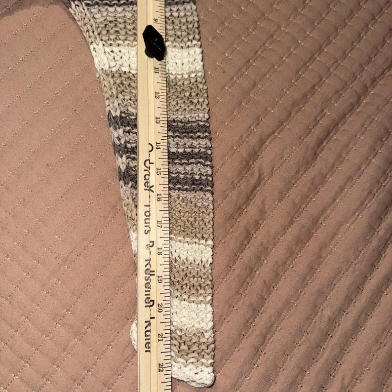 Free People S Striped SWEATER Ribbon Tape Yarn Desert Moon Brown/Tan Boho EUC image 7