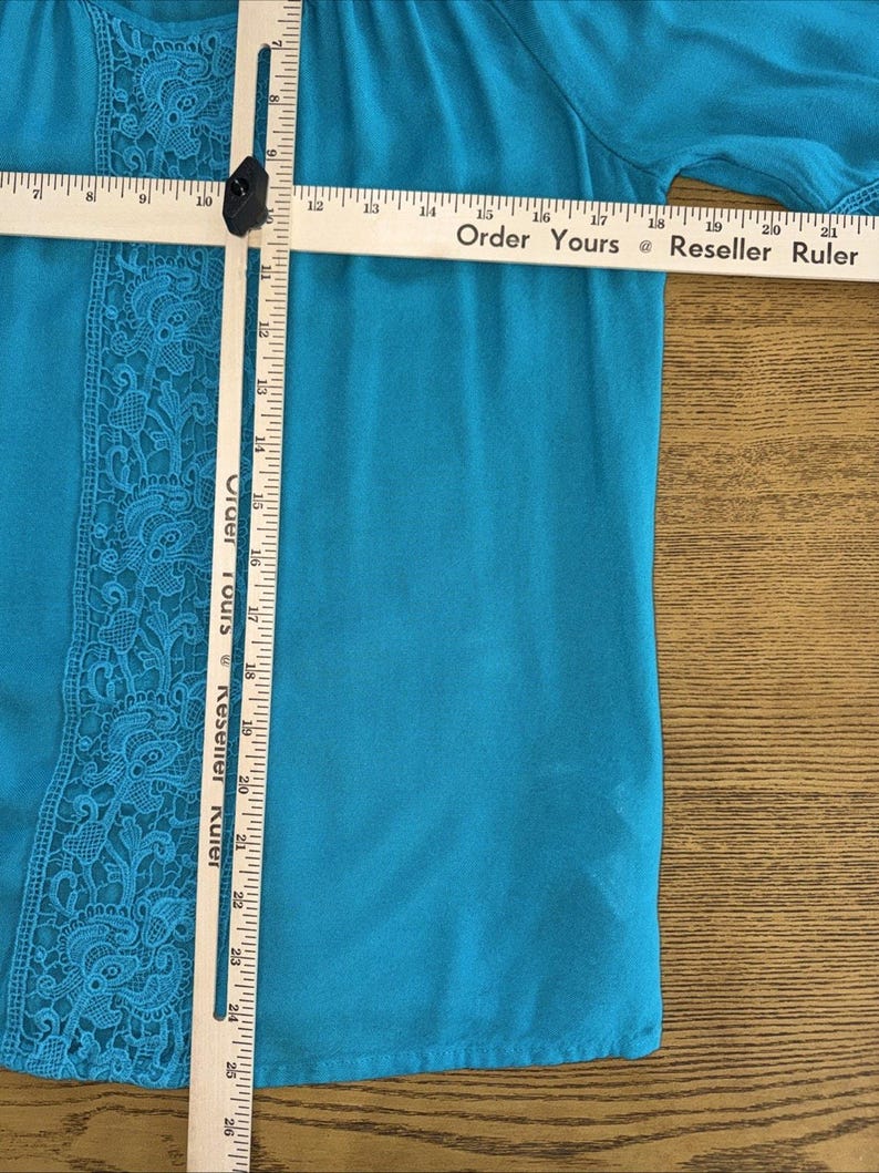 Lilly Pulitzer Briony Boho Peasant Top Sz S Teal Blue Viscose Palm Beach Resort image 5
