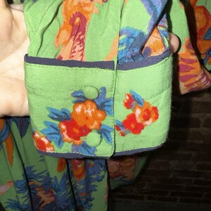 Anthropologie Green Bird Botanical Floral Blouse Whimsy Size XS Puff Sleeve EUC image 5