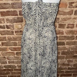 Anthropologie Leifsdottir Marinblå Krämfärgad Abstrakt 100% Siden Halter Maxiklänning 8 EUC bild 5