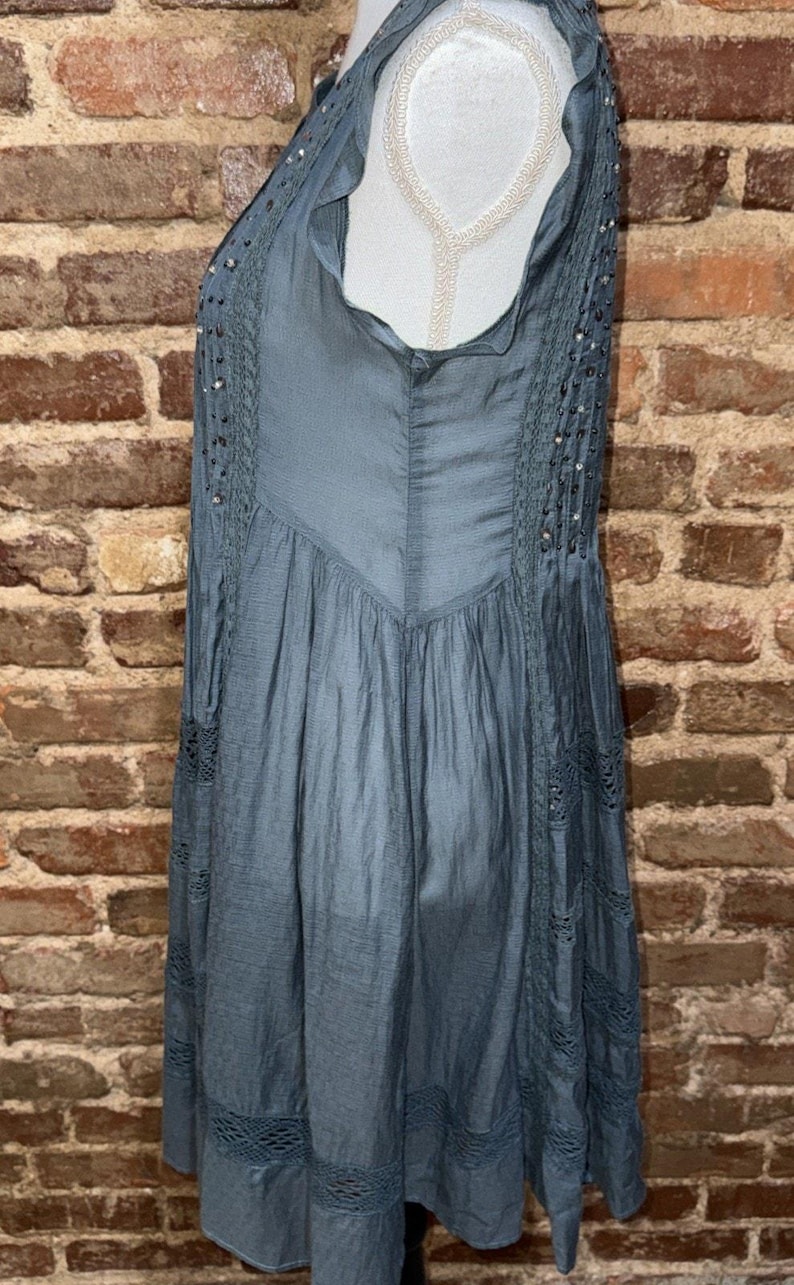 アンソロポロジー ヴァネッサ バージニアブルー マリットドレス サイズS コテージプレーリー 美品 シルキー 画像 6