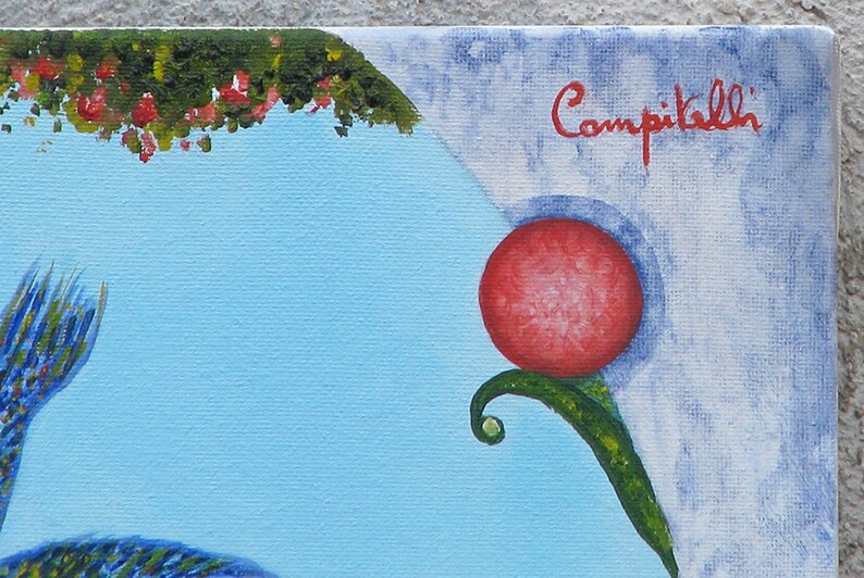 Campitelli Garden of Paradise original oil painting on canvas surreal fantasy Art pop surrealism image 5