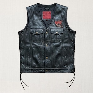 Leather Vest - Women's - USA Flag Liner - Side Laces - 6890.USA-UN Leather Vest - Women's - USA Flag Liner - Side Laces - 6890.USA-UN