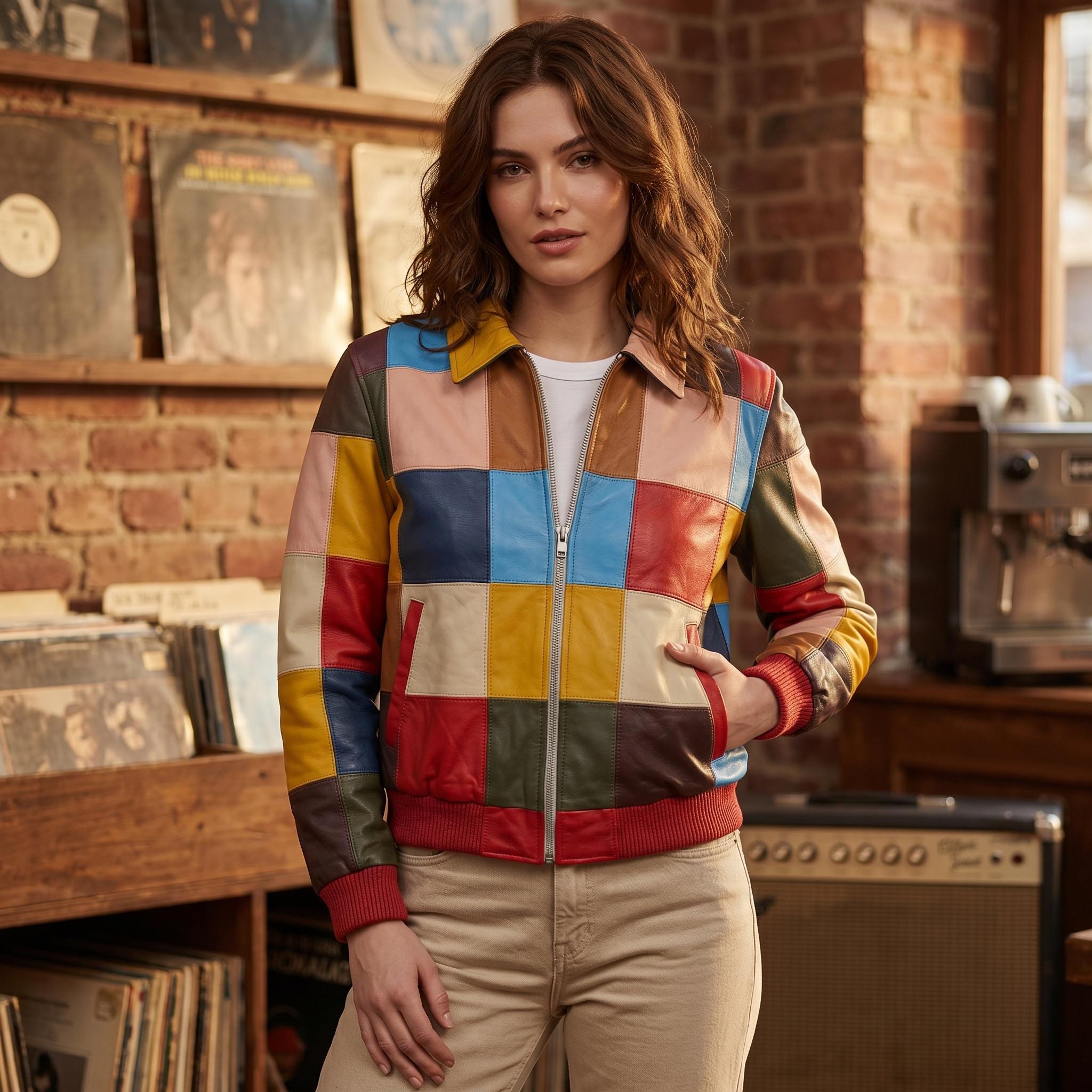 70s Leather Patchwork Jacket - Etsy