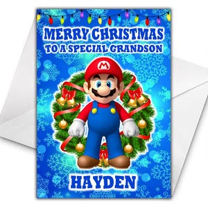 MARIO Personalised Christmas Card - Super Mario Christmas Card - Mario All Stars Personalised Christmas Card - Yoshi - Mario - Donkey Kong 3