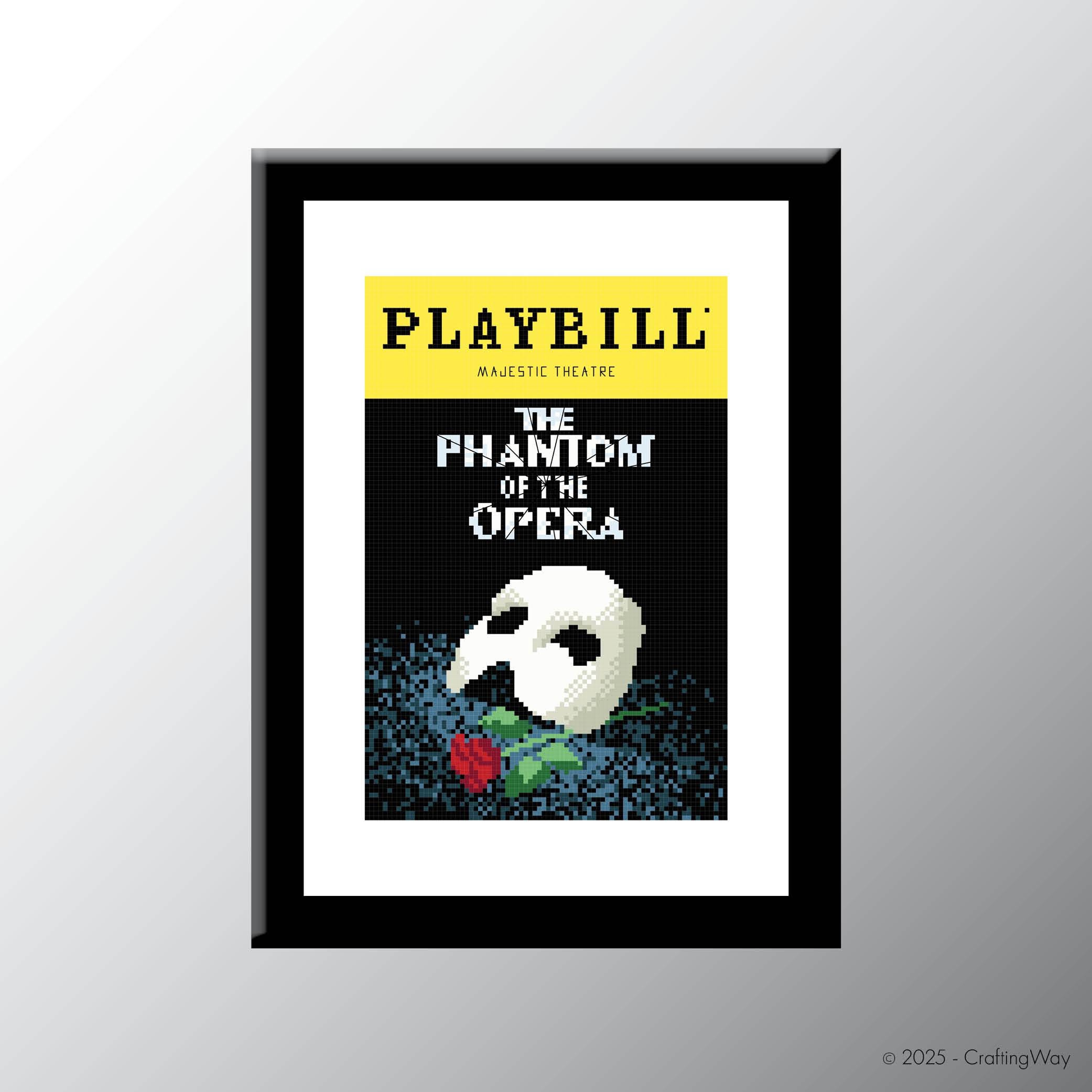 Phantom of the Opera Playbill Cover Cross Stitch Pattern Digital
