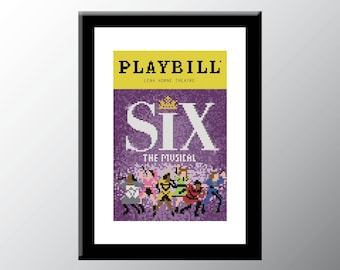 SIX Playbill Cover Cross Stitch Pattern Digital Download PDF Embroidery Home Décor DIY Broadway Musical Theater Wall Art